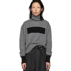 Random Identities Wool Cashmere Anti-Logo Turtleneck Sweater Grey Black Medium